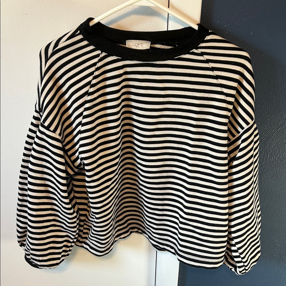 LOFT Monochrome Striped Sweatshirt
